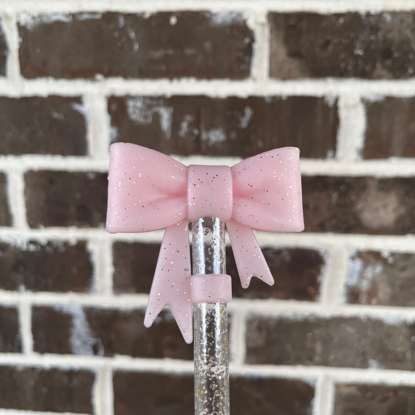 3D Glitter Bow Straw Topper