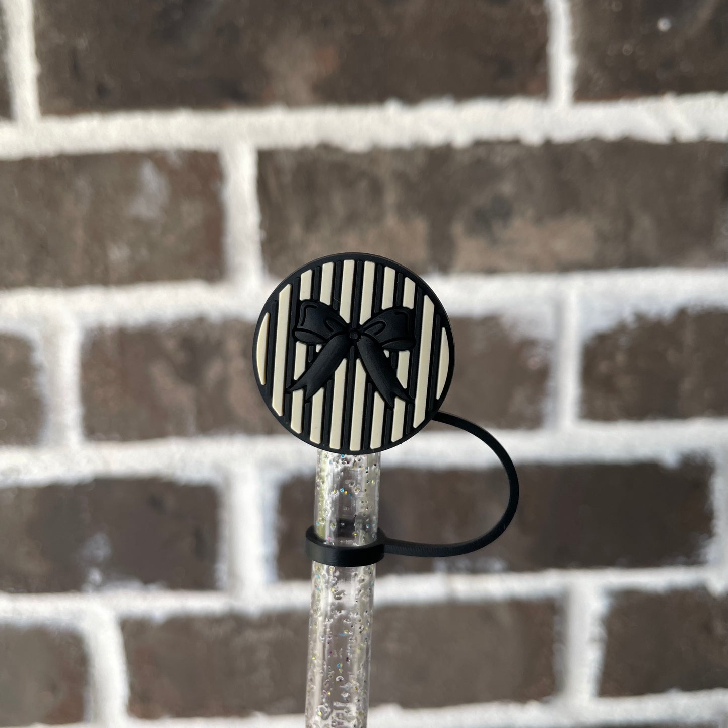 Striped Bow Straw Topper