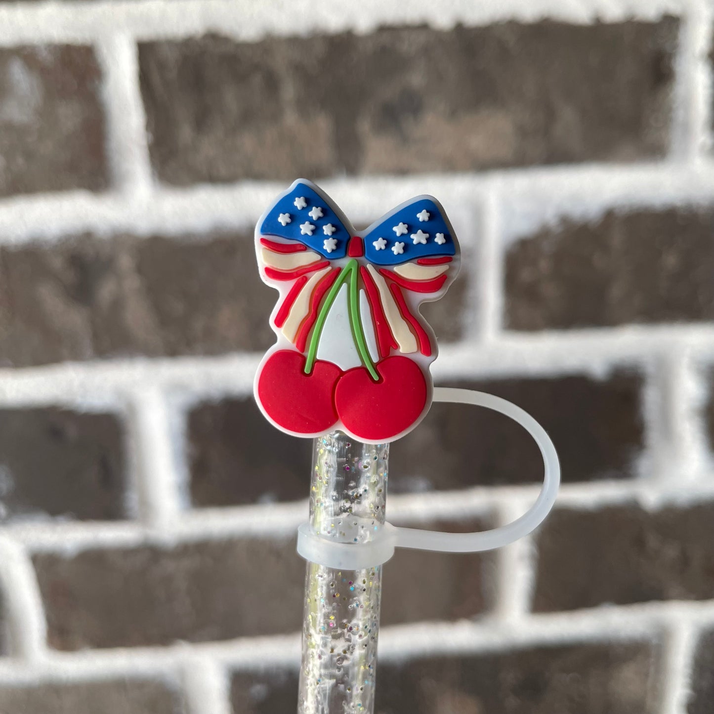 Patriotic Cherries Straw Topper