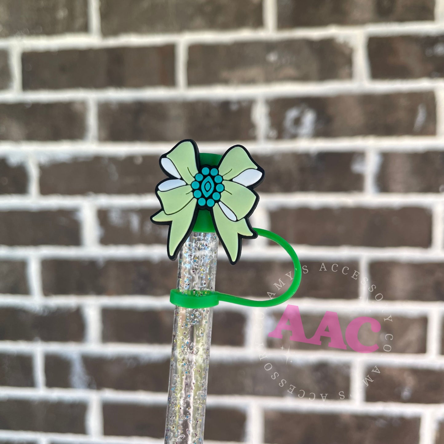 Turquoise Bow Straw Topper