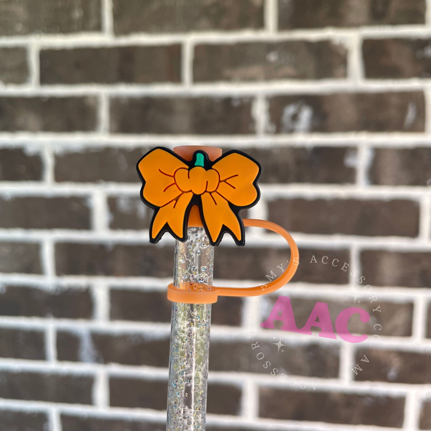 Pumpkin Bow Straw Topper
