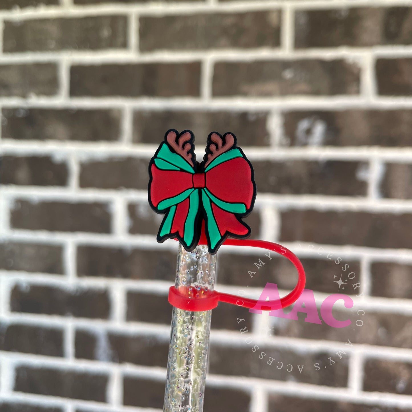 Reindeer Bow Straw Topper