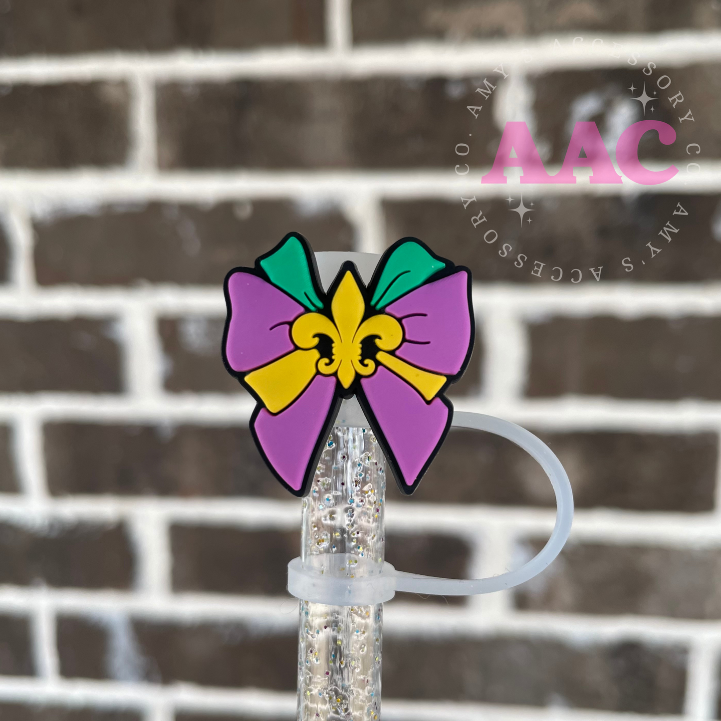 Mardi Gras Bow - Straw Topper