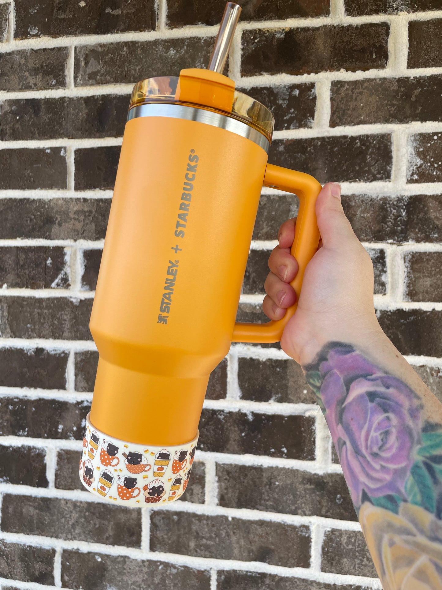 Pumpkin Kitty Lattes Tumbler Boot