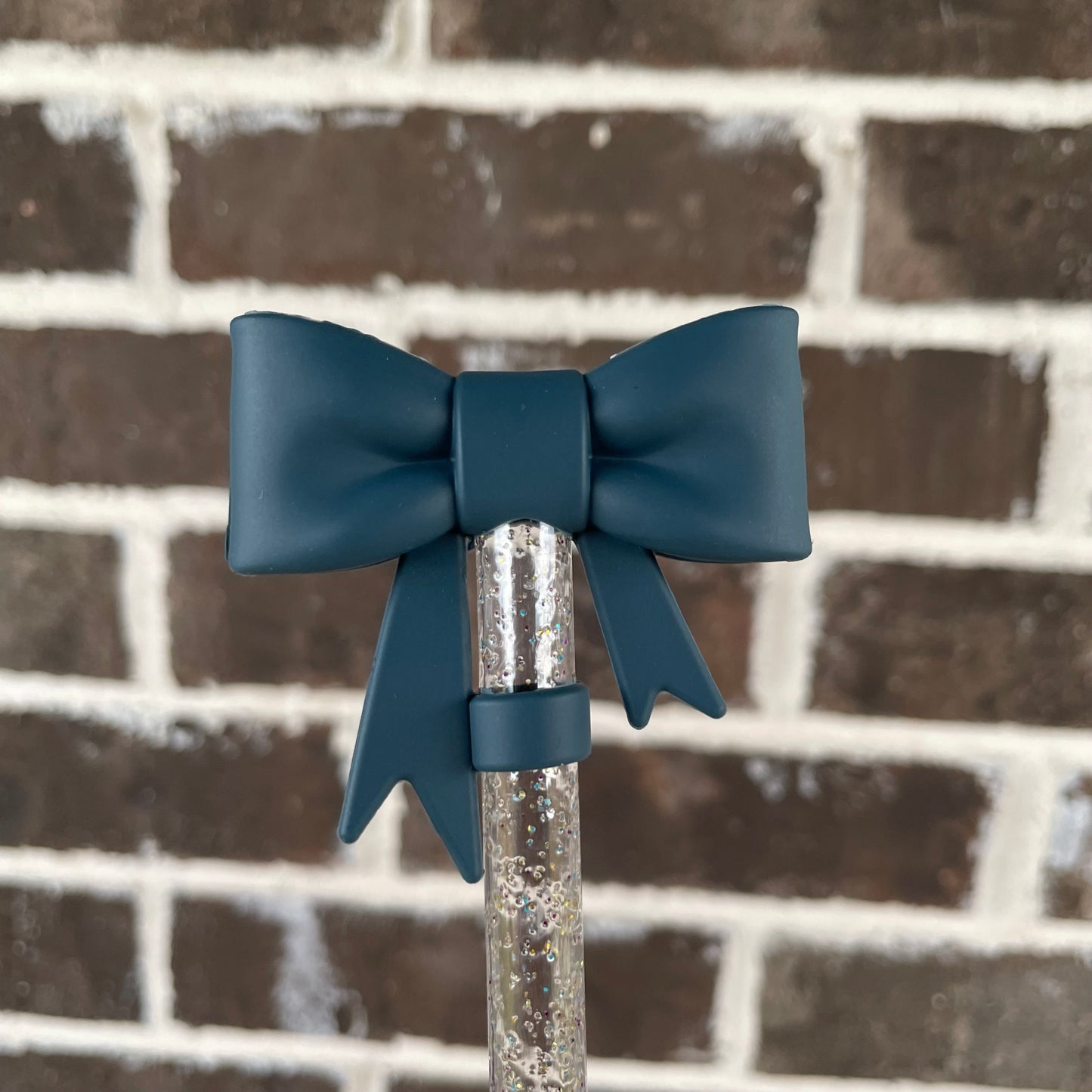 3D Bow Straw Topper Denim blue