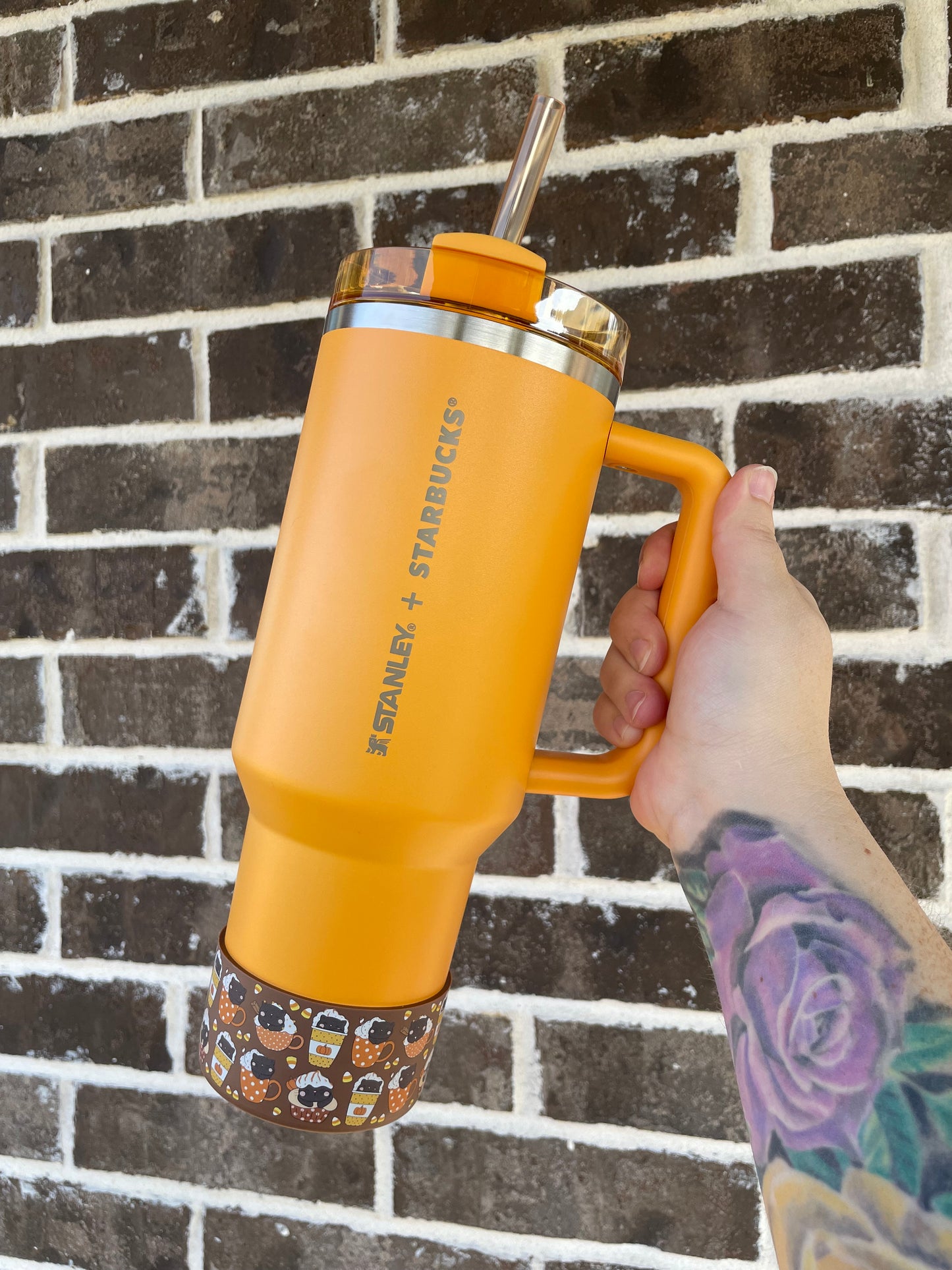 Pumpkin Kitty Lattes Tumbler Boot
