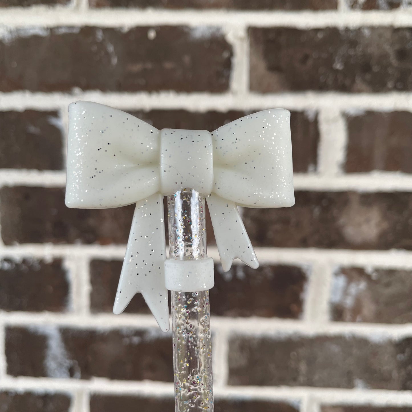 3D Glitter Bow Straw Topper