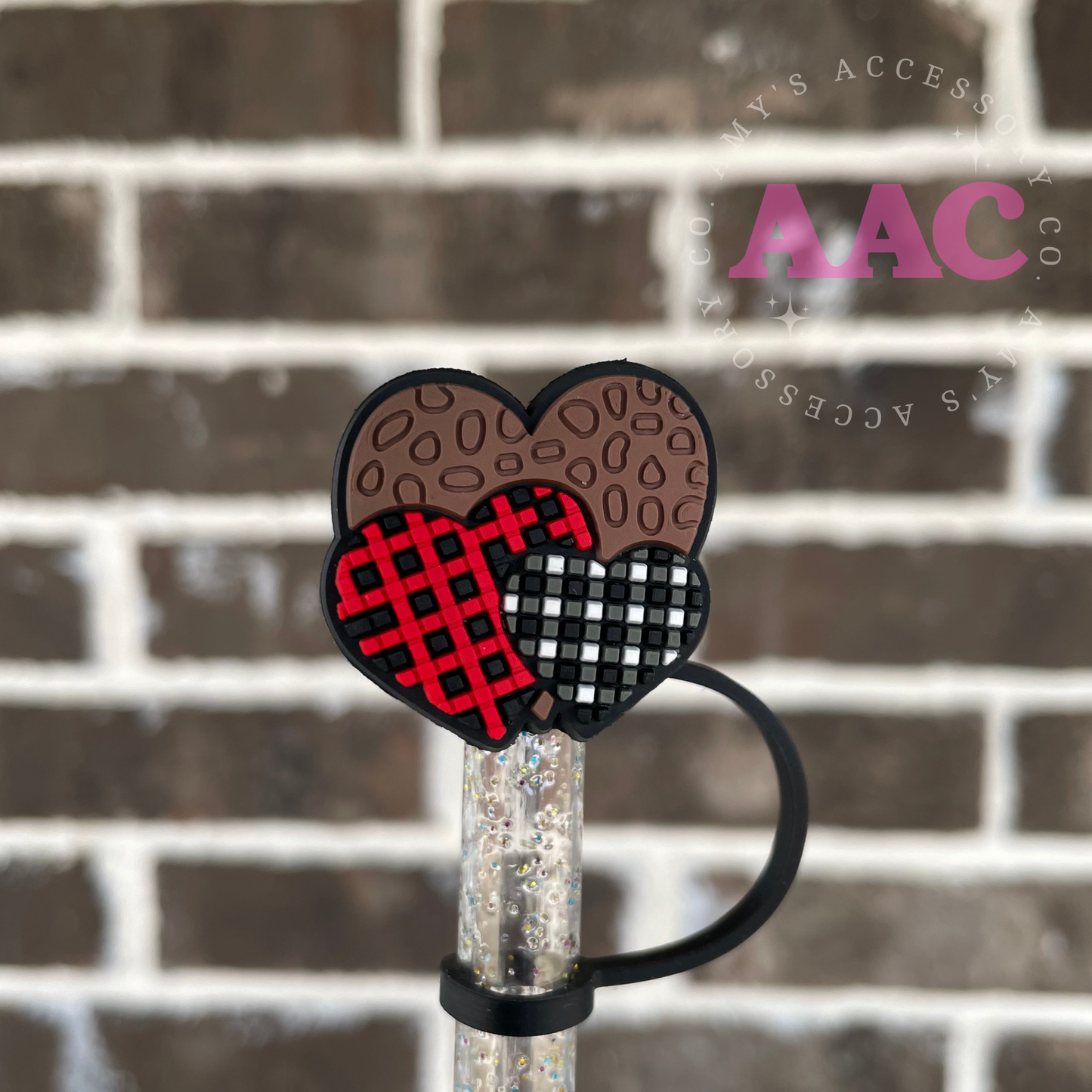 Leopard Hearts - Straw Topper