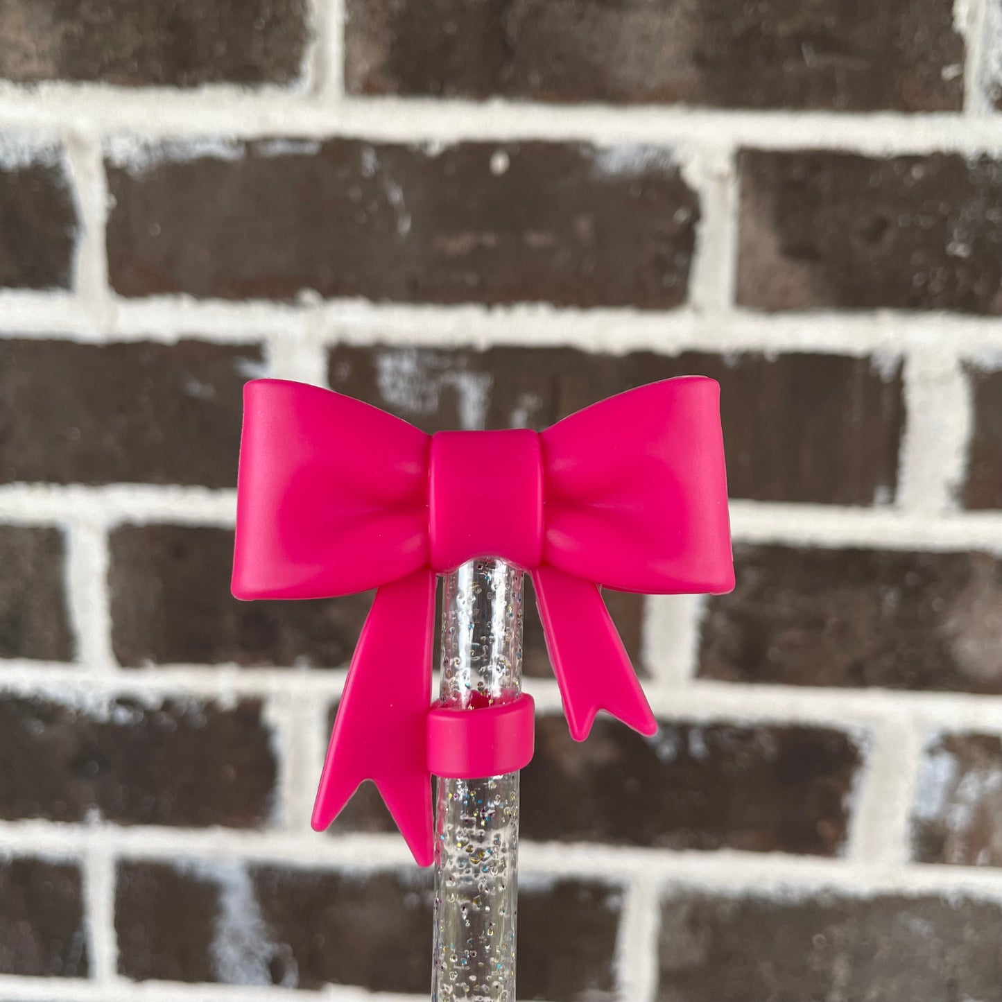 3D Bow Straw Topper Iconic Pink