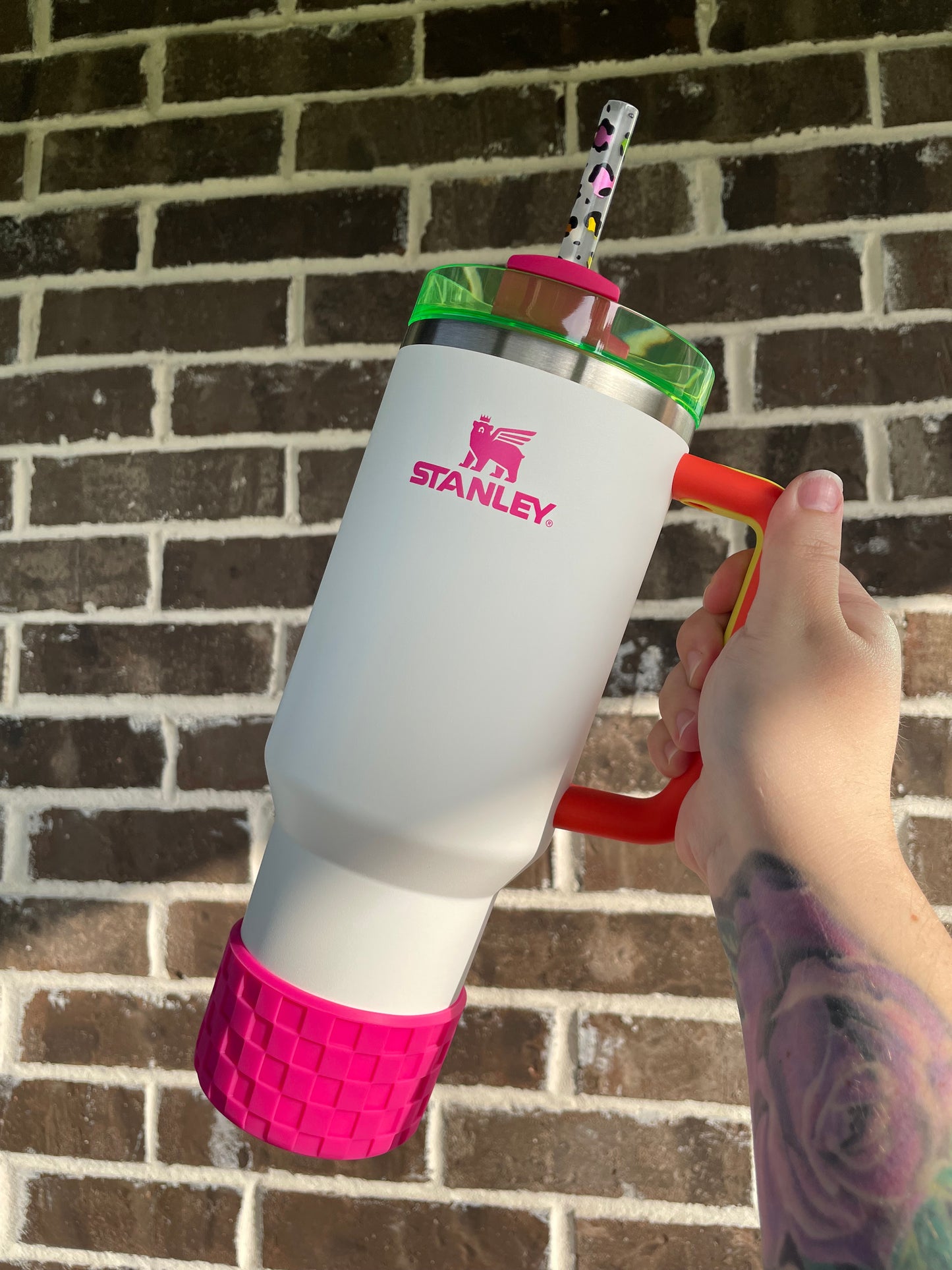 Rainbow Leopard Print Straw 40oz