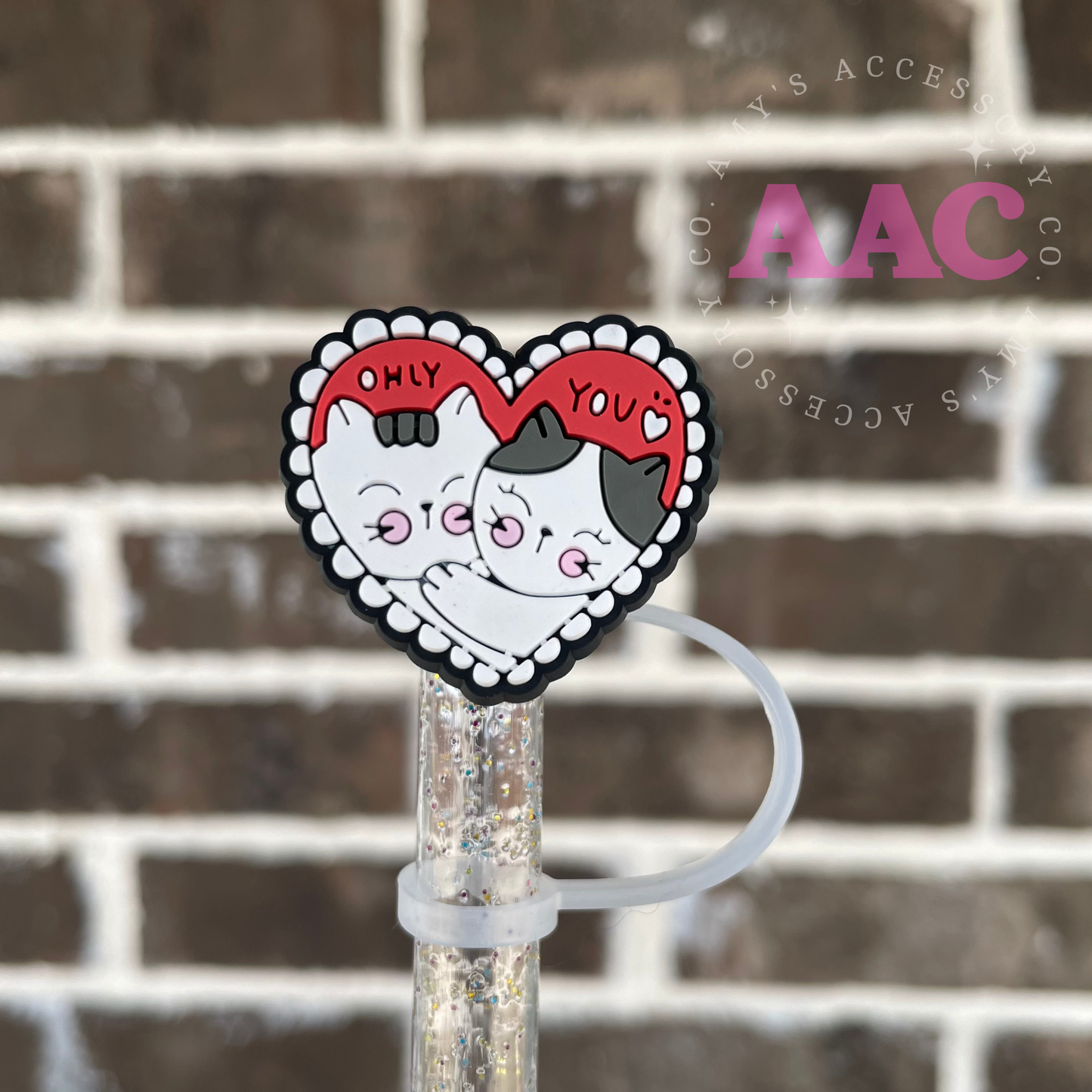 Valentines Cats - Straw Topper