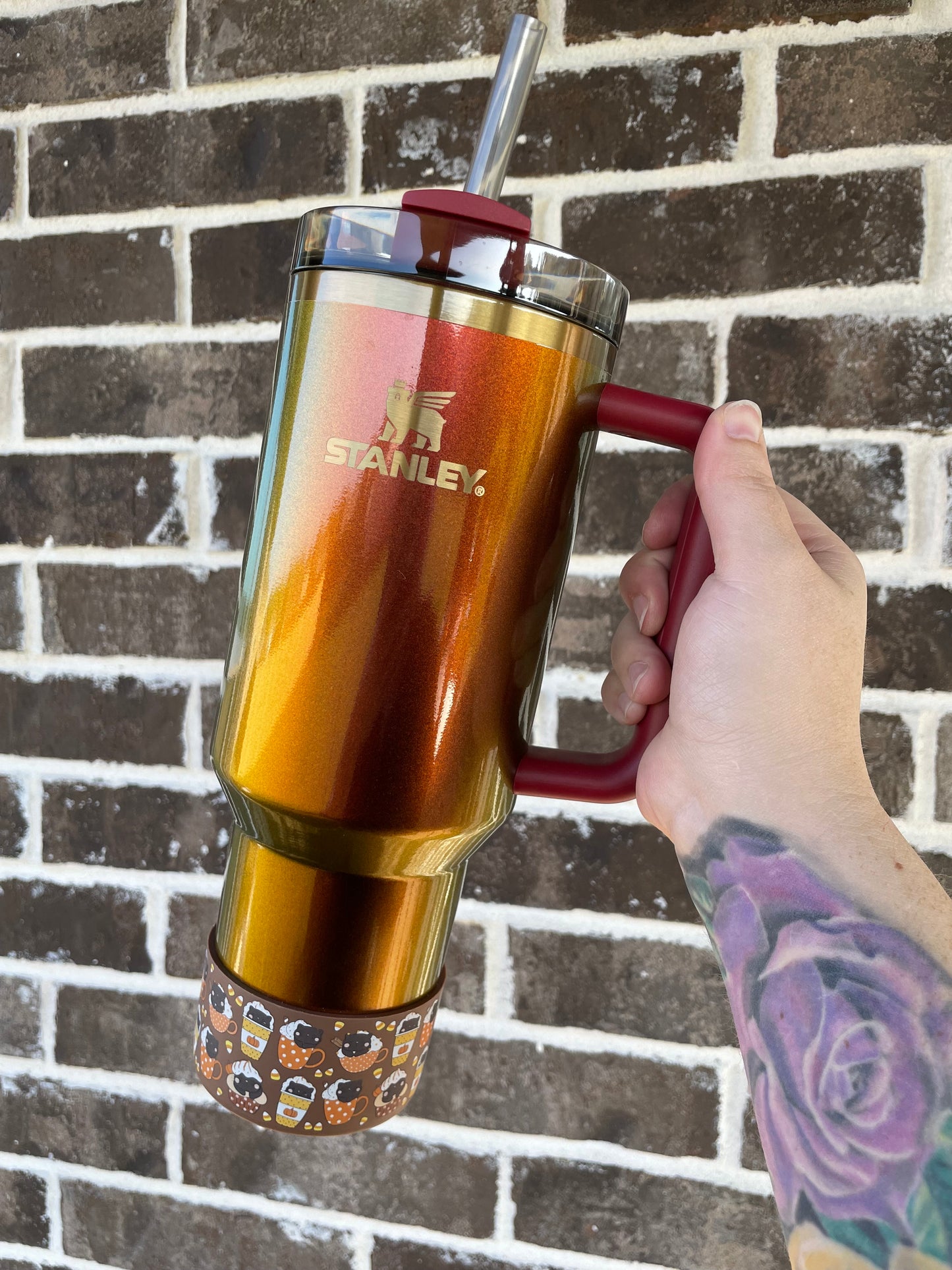 Pumpkin Kitty Lattes Tumbler Boot