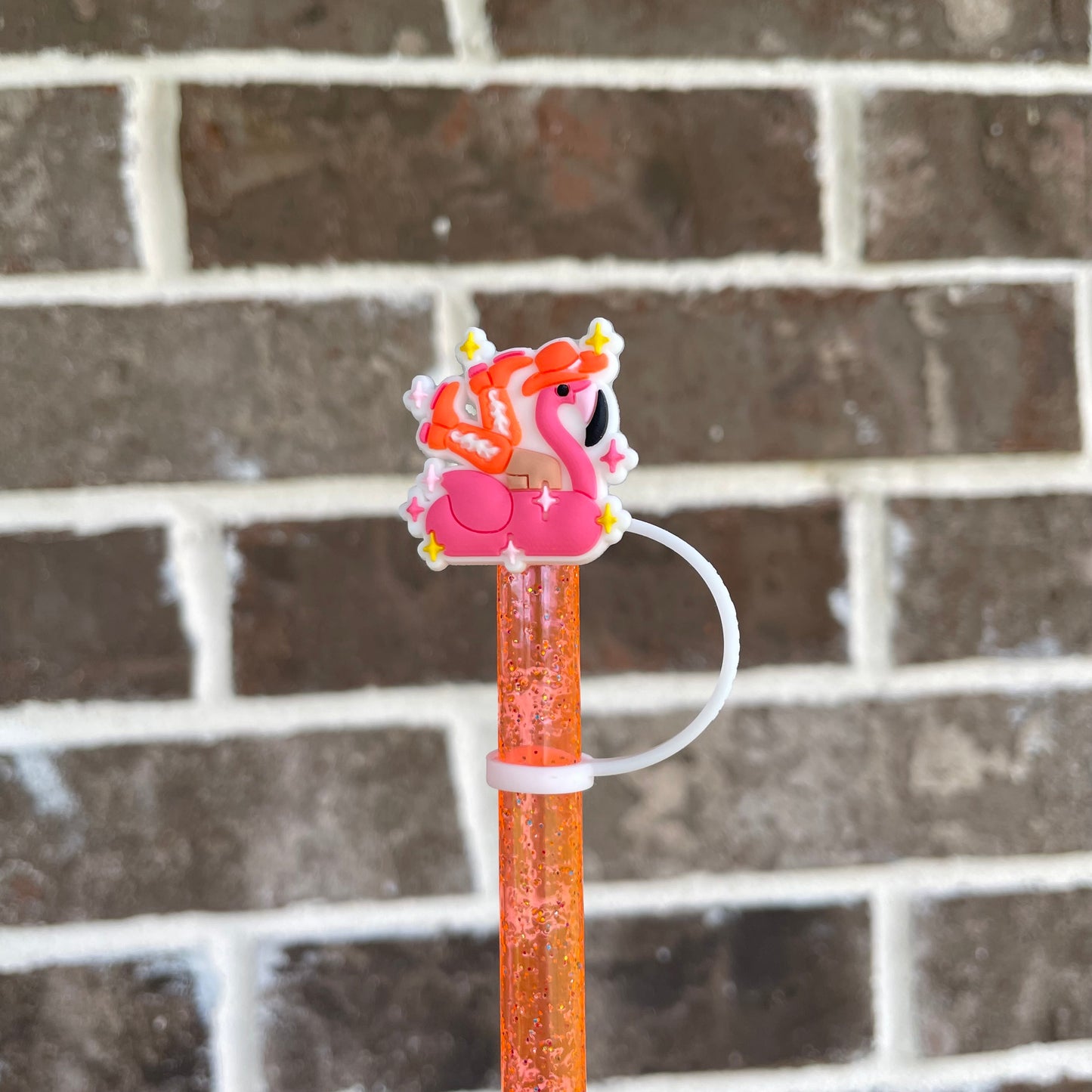 Flamingo cowgirl Straw Topper