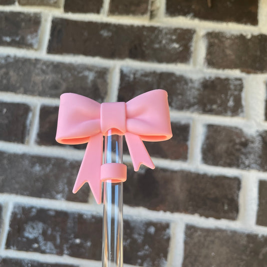 3D Bow Straw Topper Pink