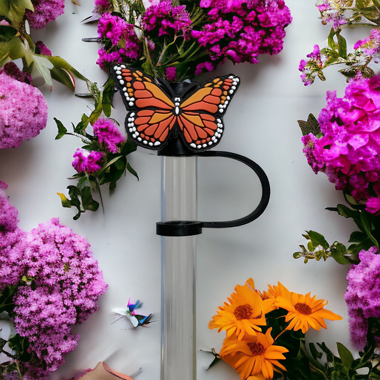 Orange Butterfly Straw Topper