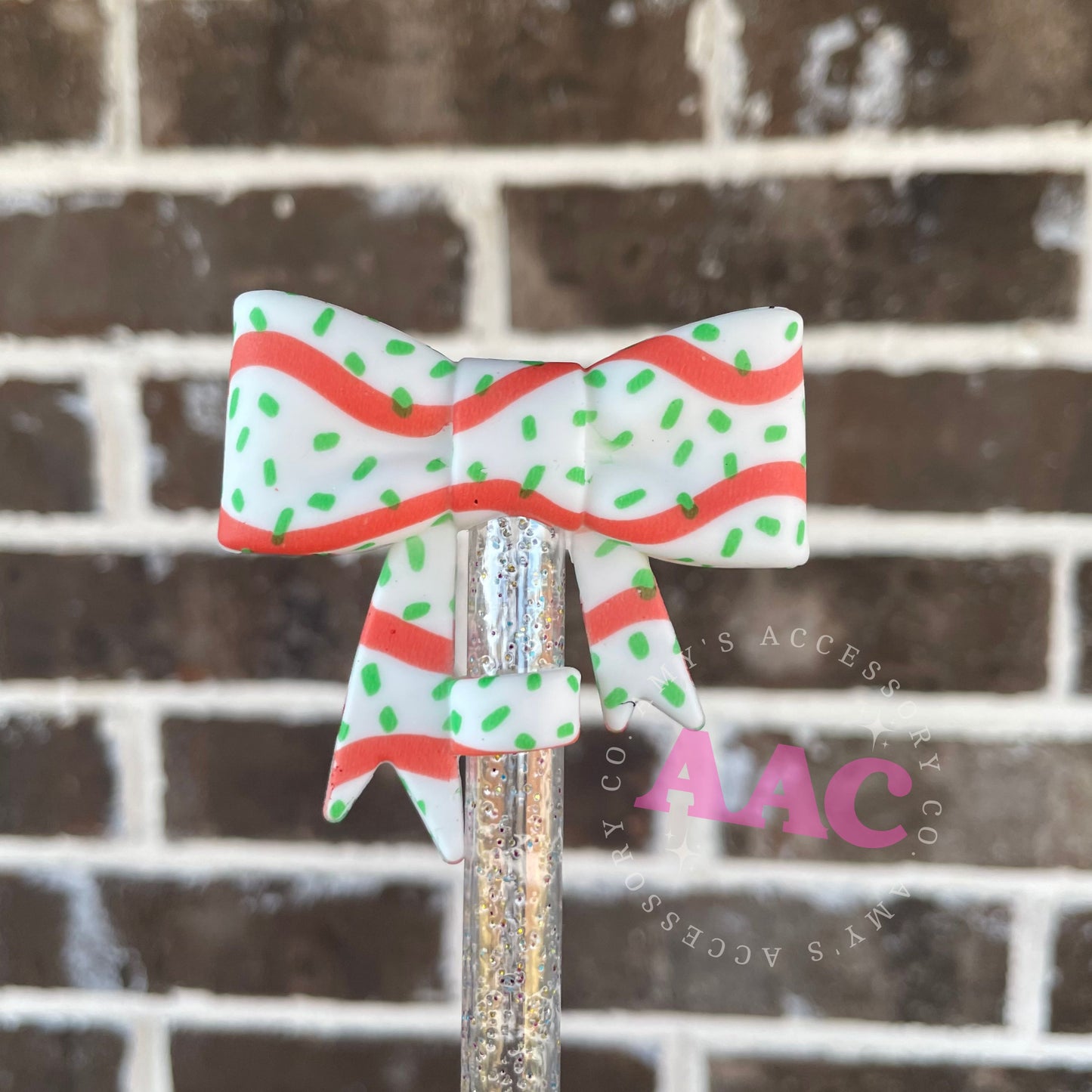 3D Bow Straw Topper Christmas Cake