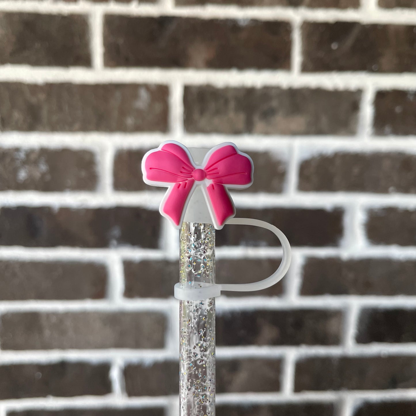 Pink Bow Straw Topper