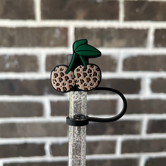 Leopard Cherries Straw Topper