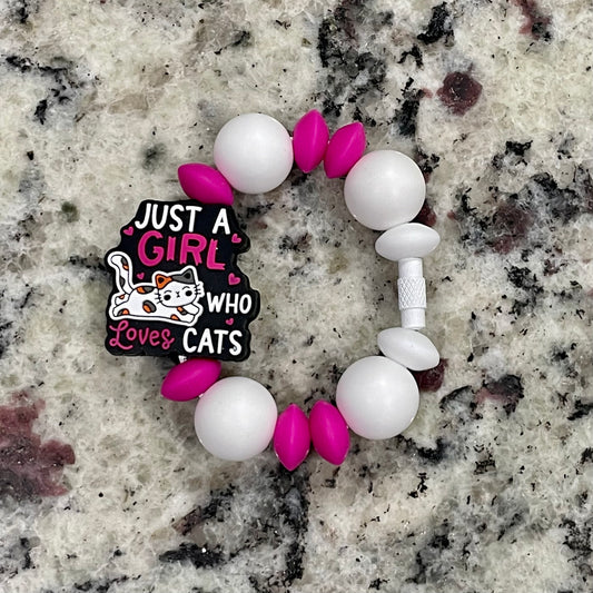 A girl who loves cats - Silicone Handle Charm