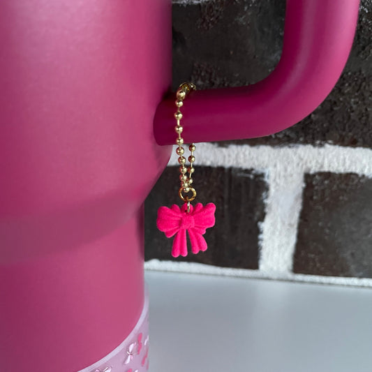 Pink Velvet Bow - Handle Charm