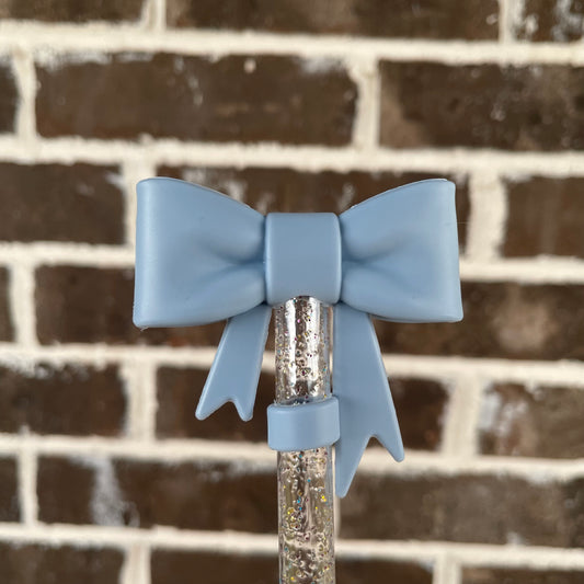 3D Bow Straw Topper Cornflower blue
