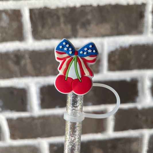 Patriotic Cherries Straw Topper