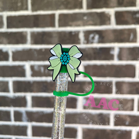 Turquoise Bow Straw Topper