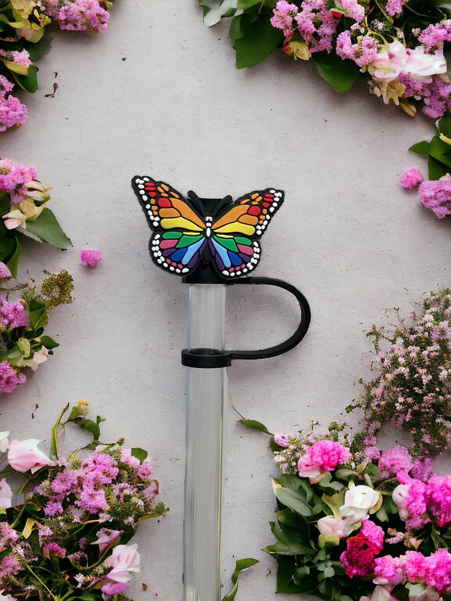 Rainbow Butterfly Straw Topper