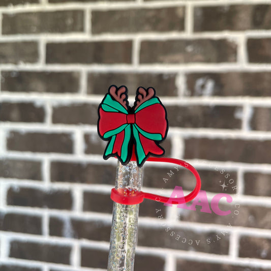 Reindeer Bow Straw Topper