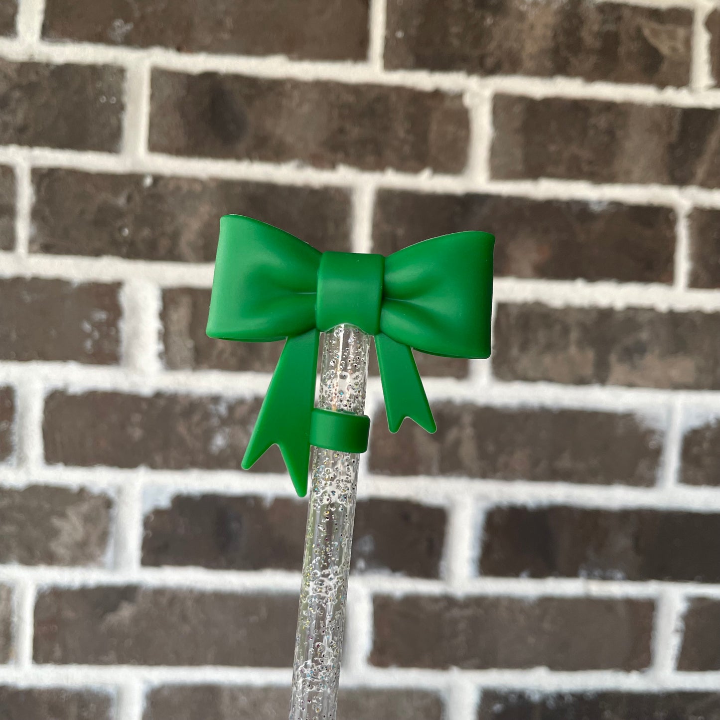 3D Bow Straw Topper Christmas Green