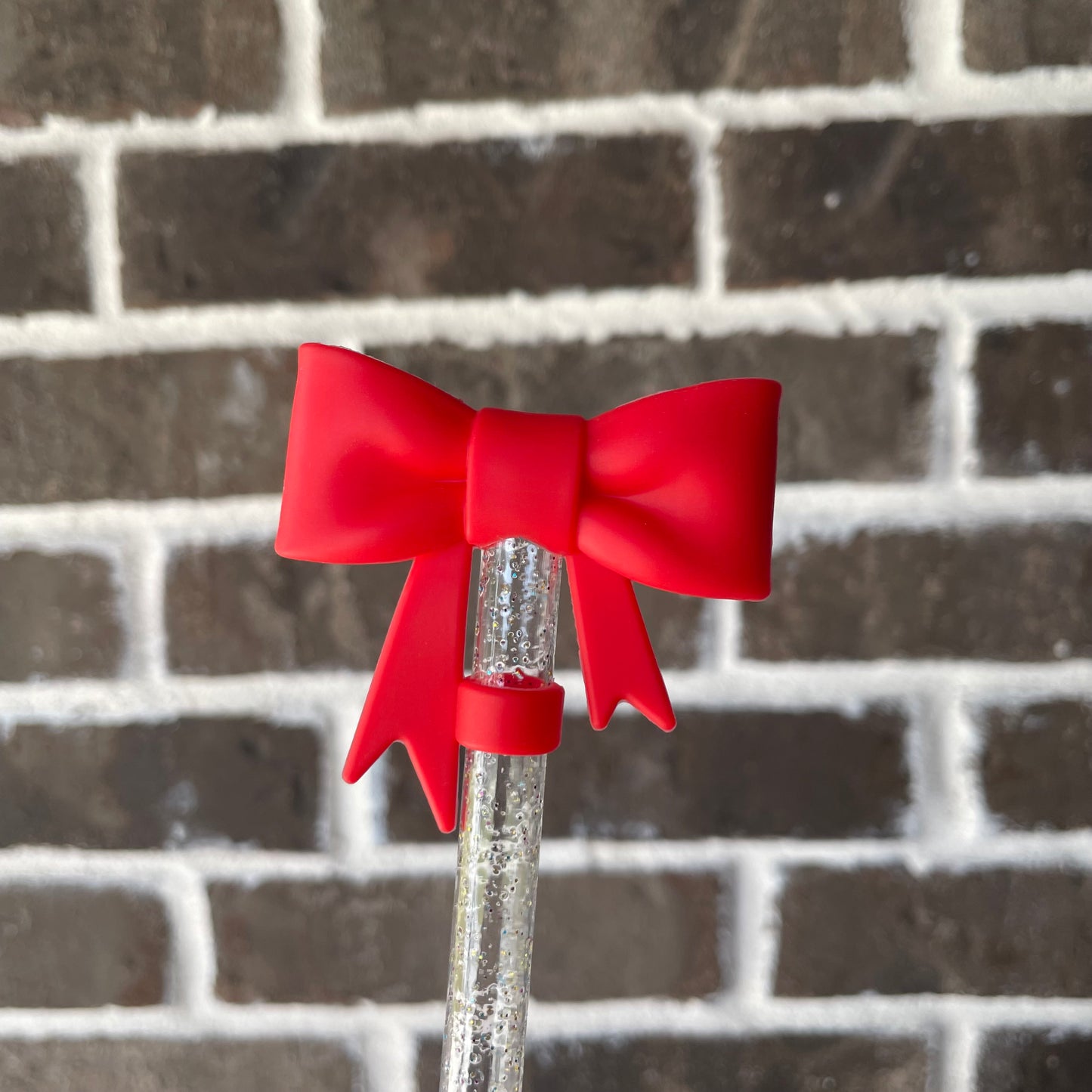 3D Bow Straw Topper Red