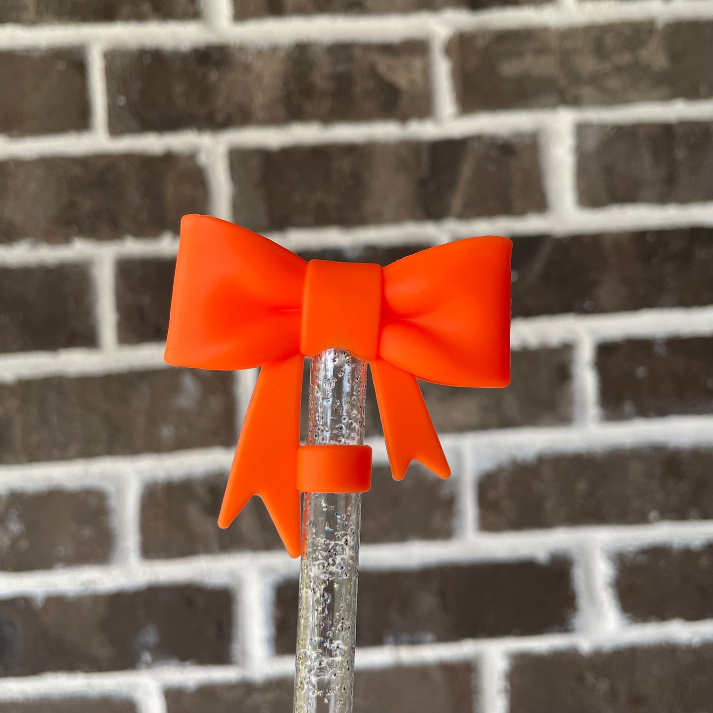 3D Bow Straw Topper Orange