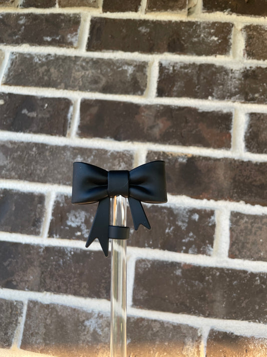 3D Bow Straw Topper Black