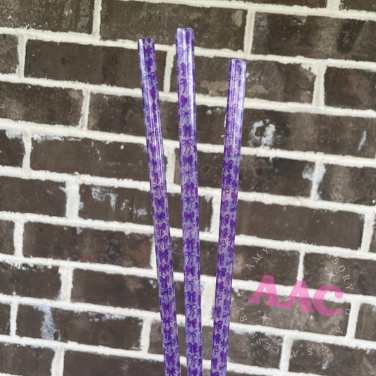 Purple Bow Color Changing Straw 40oz