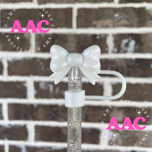 3D Coquette Bow White Shimmer