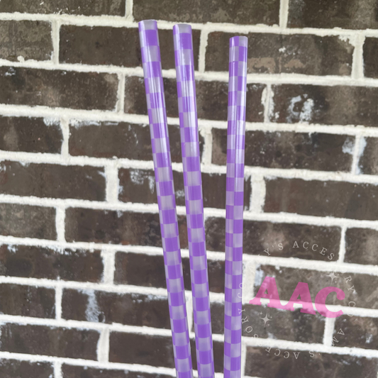 Purple Checker Color Changing Straw 40oz