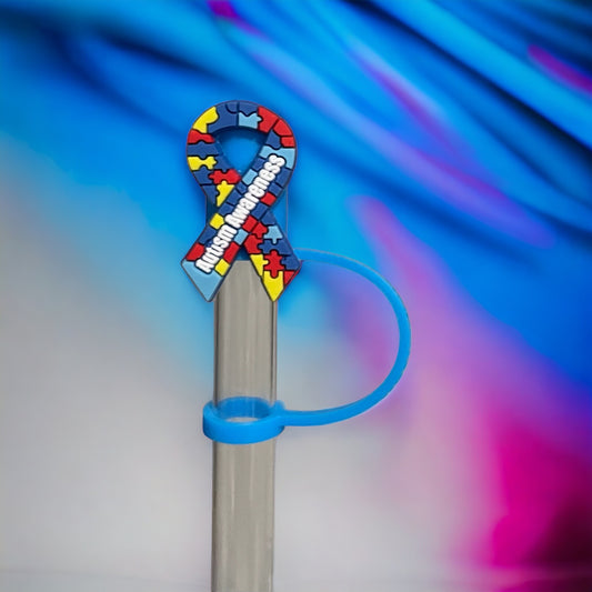 Autism Awareness Ribbon straw topper