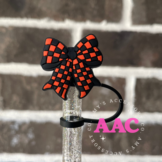 Tiger checkered Bow Straw Topper