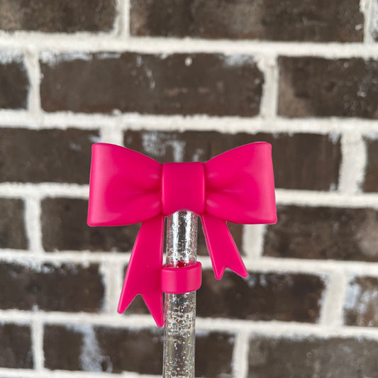 3D Bow Straw Topper Iconic Pink