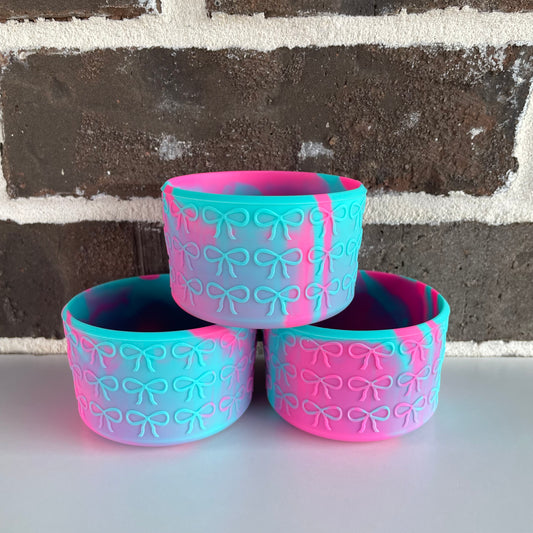 Aqua Pink Swirl Bow Texture Boot