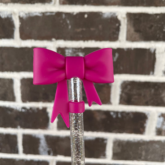 3D Bow Straw Topper Magenta