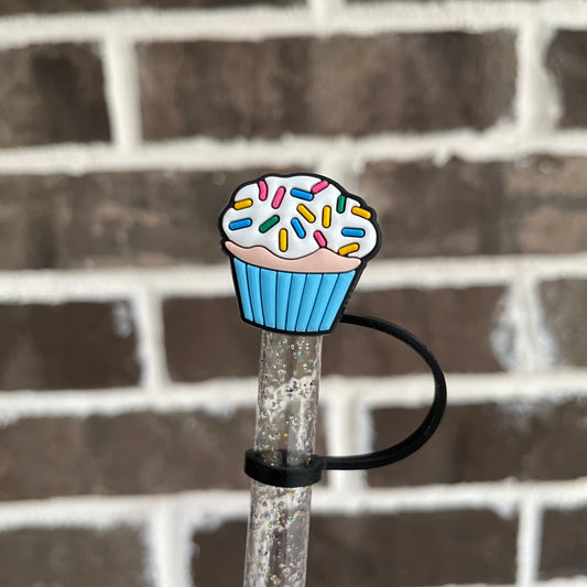 Blue Cupcake Straw Topper