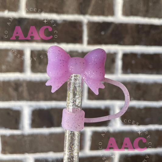 3D Coquette Bow Purple Glitter