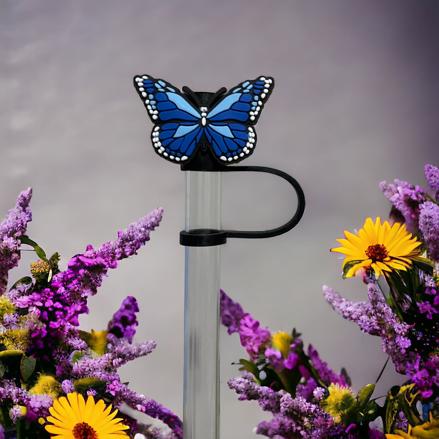 Blue Butterfly Straw Topper