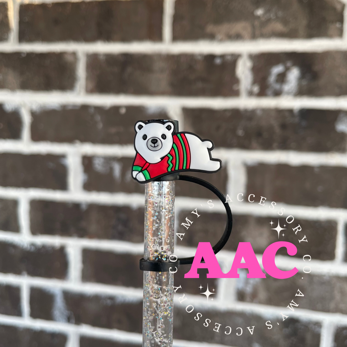 Polar bear in a sweater Straw Topper